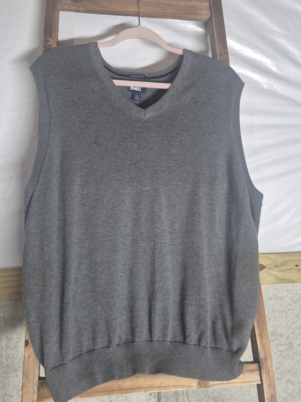 Lands' End Grey Knit Sweater Vest